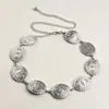 Cadena de Cintura Metálica Tallada Estilo Occidental Versátil para Jeans y Vestidos, Cinturón Decorativo con Cruz, Cadena de Cintura Vintage para Mujer