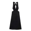 Verão 2026 Novo Estilo Europeu e Americano Moda Feminina Elegante Simples Versátil Bordado Vazado Longo Elegante Vestido