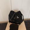 Bolsa Texped Bow Bucket Feminina 2025 Outono Nova Bolsa Casual Elegante Com Cordão Bolsa Feminina Axilar Moderna