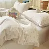 Juego de ropa de cama de cuatro piezas de algodón puro con estampado floral pastoral funda de edredón sábana para cama temporada universal todo algodón estilo fresco estilo sábana bajera
