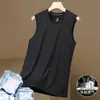Verão Fino 2025 Masculino Respirável Cor Sólida Malha Colete Macio e Confortável Camiseta Esportiva Camiseta de Baixo Masculina Sem Mangas