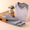 Ropa y Pantalones de Otoño para Adolescentes Traje de Ropa Interior Térmica de Cuello Medio Pijamas Casuales para el Hogar de Terciopelo Cálido Relajado Lindo de Color Sólido para Niños