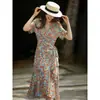 Vestido Romántico de Verano 2026 Estilo Francés con Cuello en V, Volantes y Corte Sirena para Mujer que Luce Delgado