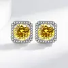 Brincos Quadrados Geométricos de Diamante de Alto Carbono de Dois Quilates Flash Europeu e Americano Transfronteiriços para Mulheres Zircônia de Moda de Luxo Leve
