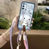 Funda para Teléfono Móvil Oppo Textura Digital Dos Tonos Borde Todo Incluido Antipolvo Refrigerante para Mujer Dibujos Animados Versión Q Colgante de Cuello Funda Suave