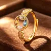 Anillo Abierto de Plata 925 Zirconia Marquesa Anillo de Moneda Antigua Piedra Preciosa Anillo de Mujer de Gama Alta de Nicho Lujo Ligero Venta al por Mayor