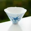 Taza de Té Kung Fu Mariposa Pintada a Mano Taza de Maestro Cerámica Taza Individual Taza de Té de Porcelana Taza Cónica Juego de Té Oficina