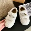 Zapatos de Algodón estilo Coreano Versátiles de Velcro Birkenstock para Mujer 2026 Otoño/Invierno Ropa Exterior Calientes con Felpa Zapatos Mary Jane de Piel para Mujer
