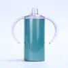 Taza Aislada Transfronteriza de Acero Inoxidable de 12 oz con Doble Tapa, Taza Blanca de Sublimación de Alto Valor con Doble Asa, Empaque Personalizado con Logo