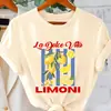 Camiseta Redonda de Manga Corta con Estampado La Dolce Vita, Camiseta de Limón, Regalo para Ir a Italia