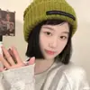 Gorro Feminino Outono e Inverno Novo Patchwork Slouchy Circunferência da Cabeça Grande Versátil Afina o Rosto Gorro de Tricô Quente Chapéu para Clima Frio