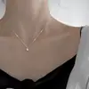 Collar de Gota de Agua al por Mayor Transfronterizo Europeo y Americano Cadena para Clavícula Estilo Coreano Collar de Acero de Titanio Chapado en Oro de 18 Quilates S Joyería de Lujo Accesible al por Mayor para Mujeres