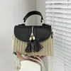 Bolsa de Palha Feminina Moda Transfronteiriça 2025 Nova Bolsa de Mão Design de Nicho Bolsa Transversal de Praia Bolsa de Ombro Versátil