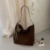 Otoño Invierno Versátil Gamuza Felpa Bolso Grande Mujer 2026 Nuevo Estilo Coreano Retro Bolso Tote Gran Capacidad Para Viajar Bolso de Hombro Único