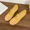 Zapatos Mary Jane Transpirables de Malla 2026 Verano Nuevo Estilo Punta Redonda Cuadros Boca Baja Zapatos Individuales para Mujer Simples y Cómodos Zapatos Planos