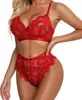 Sueño de Elegancia Aliexpress Europeo y Americano En Stock Nuevo Conjunto Puro Deseo Sexy Encaje Tres Piezas Lencería Al por Mayor desde Fabricante