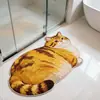 Tapete de Absorção de Água para Banheiro Gato Desenho Animado Formato Irregular de Lama Diatomácea Tapete Resistente ao Desgaste Antiderrapante Tapete de Banheiro