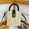 Bolsa de Palha Tecida Nova Feminina Mais Vendida, Bolsa Quadrada Pequena Vintage, Bolsa de Ombro, Bolsa Transversal, Bolsa de Mão, Bolsa de Praia