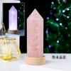 Coluna de cristal natural levou luz noturna USB plug criativo Cristal cascalho resina luz noturna base de madeira ornamentos luminosos