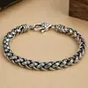 Pulseira Masculina de Prata de Lei S925 Pulseira Grossa de Prata Agressiva Moda de Verão Japonesa Estilo Hip Hop Joias de Prata para Homens