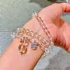 Diseño de Plata 925 Hielo Vítreo Transparente Cristal Blanco Natural Diseño Pulsera de Múltiples Círculos Pulsera