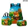 Mochila Escolar 3D Nueva Transfronteriza Cultiva un Jardín Mochila Bolso para el Almuerzo Estuche Tres Piezas