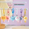 Llavero de sartén de dibujos animados, accesorio para el pelo de osito y gatito lindo y suave, llavero divertido de utensilio de cocina realista