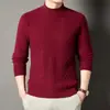 Suéter de invierno para hombre yingao, cuello semi-alto de moda, nuevo suéter base de punto trenzado de manga larga engrosado para hombre