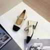 Zapatos Mary Jane Planos de Perlas para Mujer 2025 Nuevo Principio de Primavera Estilo Pequeño Fragante Retro Tacón Grueso Tacón Medio Zapatos Pequeños de Cuero Otoño