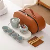 Horno Ru Caqui Ruyi Tetera de Mano Set de Té de Viaje con Tetera de Cerámica Agrietada Logo del Set de Té de Viaje Disponible