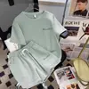 Traje Esportivo Casual de Verão para Estudantes, Solto, para Corrida, Moda Nova, Redutor de Medidas, Coberto de Carne, Manga Curta, Shorts, Conjunto de Duas Peças