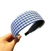 Faixa de Cabeça Azul Xadrez Doce e Fofa Coreana, Elegante e Versátil, Faixa Pequena que Realça o Rosto, Novo Acessório de Cabeça para Primavera e Verão