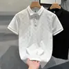 Marca Europeia Moderna Luxo Leve Casual Camisa Polo Branca para Homens, Verão Manga Curta Confortável Novo Estilo Respirável Gola Reversível Camiseta para Homens