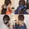 Novo lenço quadrado estilo coreano para cabelo, elástico de cabelo estiloso, faixa elástica para tranças, acessório de cabelo scrunchie estilo floresta para meninas