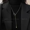 Cadena para Suéter de Cuentas Redondas Caladas con Cordón para Mujer Otoño e Invierno Ins Simple Estilo Frío Collar Trendy Cool Combinable Cadena para Suéter