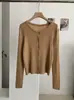 Cardigan de Tricô KEKEZOON Macio e Suave com Gola Redonda e Botões para Mulheres, Peça de Roupa Externa Elegante de Manga Longa Cor Sólida para Outono 8858