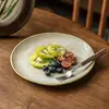 Platos de vajilla vintage torneados en horno, platos caseros de cerámica para fruta, platos de ensalada, platos de presentación estilo japonés para restaurante, platos de presentación estilo occidental, uso comercial