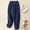Invierno 2023 Nuevo Vintage Rayado Slim Acolchado Pantalones Casuales Algodón Lino Engrosado Cálido Pantalones de Algodón Ropa Exterior para Mujer