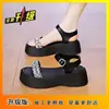Sandalias de Suela Gruesa para Mujer, Nuevo Estilo Verano 2026, Combinación con Vestidos de Pedrería, Chanclas de Una Tira para Playa, Zapatos de Mujer de Gama Alta, Artículos de Venta Caliente