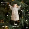 Novo anjo de pelúcia com sino em formato de coração pingente para decoração de árvore de Natal boneca alada adereço de decoração