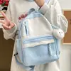 Mochila Casual de Alta Gama de Gran Capacidad Simple Estilo Japonés Color Sólido de Moda Estudiante Universitaria Femenina Pareja Bolso Escolar Masculino