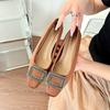 Zapatos Planos Franceses con Hebilla de Pedrería para Mujer, Suela Suave, Cómodos, Gama Alta, Punta Cuadrada, Tacón Bajo, Zapatos de Altura Interior para Mujer, Para Viajar al Trabajo