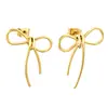 Pendientes de Lazo de Celebridad de Internet Pendientes de Diseño Simple Creativo Joyería Chapada en Oro de 18 Quilates Pendientes de Acero Inoxidable Venta al por Mayor