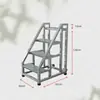 Escada de Degraus Espessa para Supermercado, Armazém, Uso Doméstico e Industrial, com Corrimãos, Três ou Quatro Degraus, com Rodas, Escada de Subida Móvel