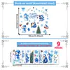 Adesivos de Natal azuis com Papai Noel, boneco de neve, floco de neve, árvore de Natal para janelas, decoração de porta de vidro de janela, adesivos eletrostáticos para vidro