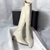 Botas de cuero de tacón grueso punta fina tacones altos botas altas ajustadas largas 2026 botas altas versátiles hasta la rodilla para mujer estilo nuevo para mujer