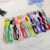 Acessórios de chaveiro trançados de nylon de camada dupla bolsa cordão fivela de escalada boneca de pelúcia corrente de celular cordão pingente
