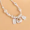 Pulsera de Cuerda Trenzada Hecha a Mano DIY de Plata S925 Rey Ciervo Dorado con Deseos Auspiciosos y Colgante de Fortuna Gordito para Mujeres