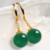 Pendientes Elegantes para Mujer, Pendientes de Calcedonia Imitación Jade Verde, Nuevos Pendientes Largos de Jade Verde de Moda, Pendientes de Piedras Preciosas Antialérgicos