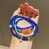 Pulseira de Lápis Lazúli Natural com Múltiplos Círculos, Pérolas de Turquesa Bruta e Lótus de Cabeça Dupla Vermelho Sul de Baoshan para Mulheres em Estilo Nacional